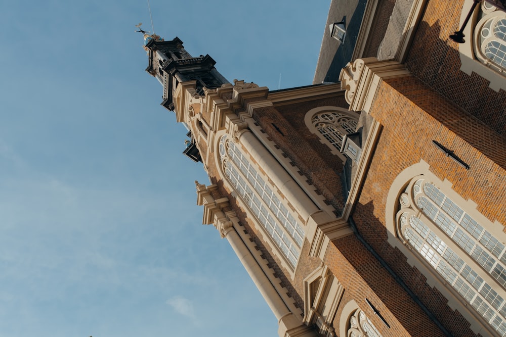 a tall building with a clock on the side of it