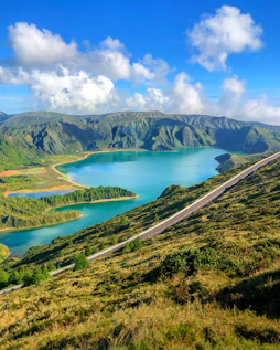 a scenic view of a large body of water