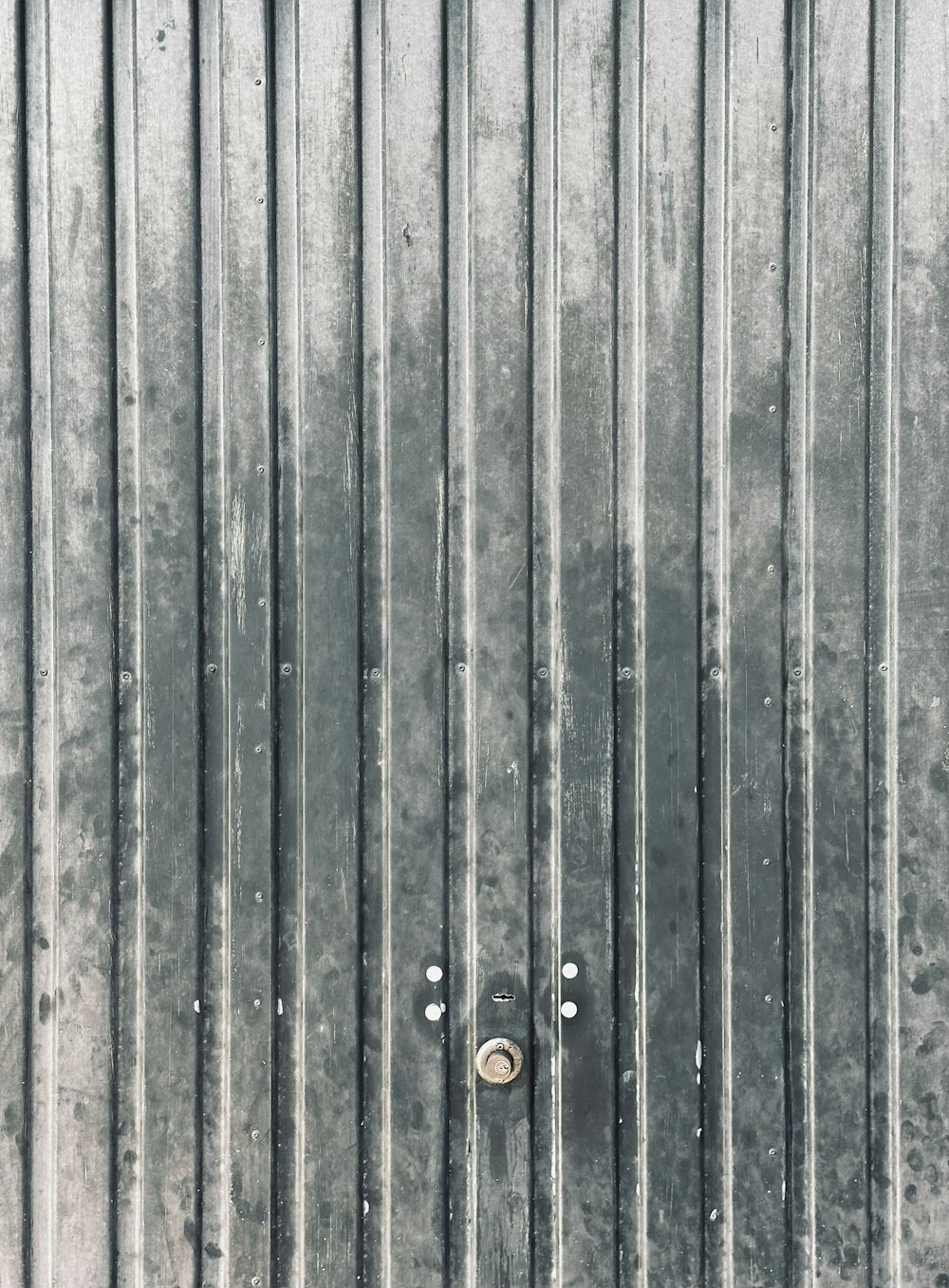 a close up of a metal door with two knobs
