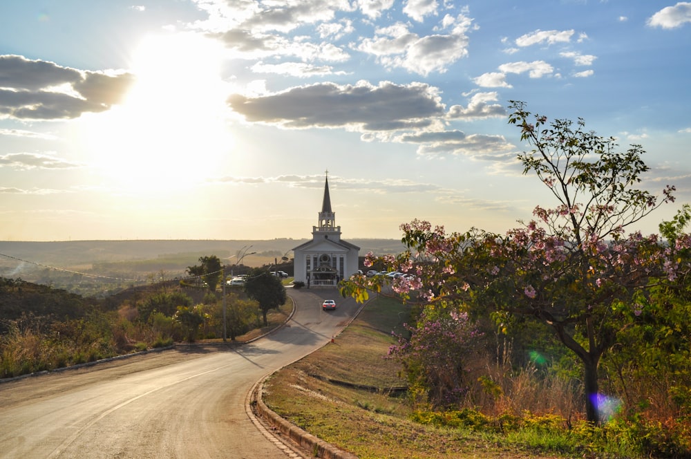 a church on the side of a country road