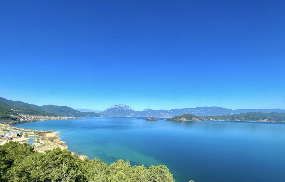 a large body of water surrounded by mountains