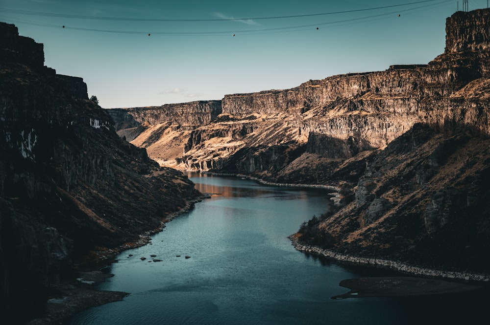 a large body of water surrounded by mountains