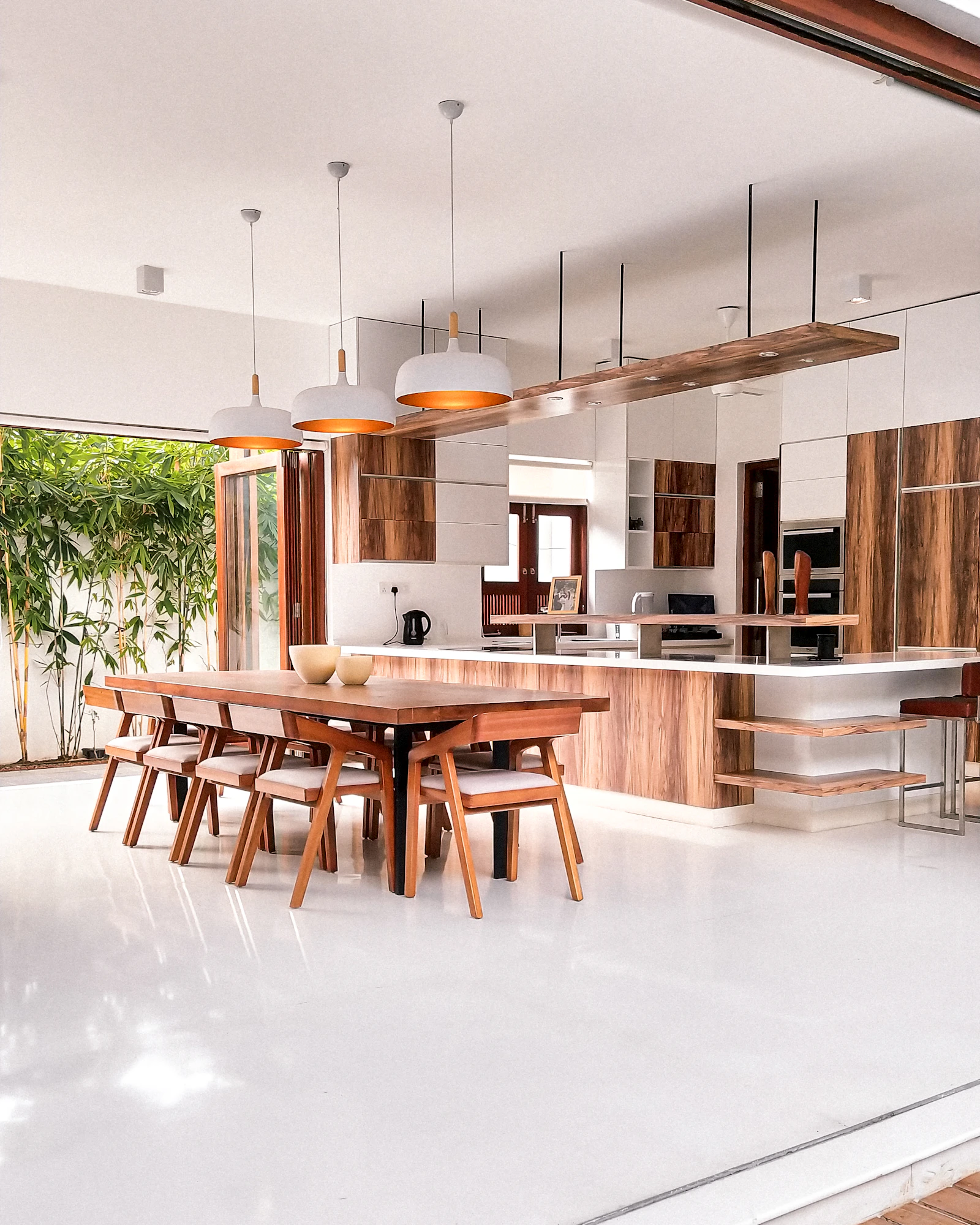 The kitchen, with the morning sun