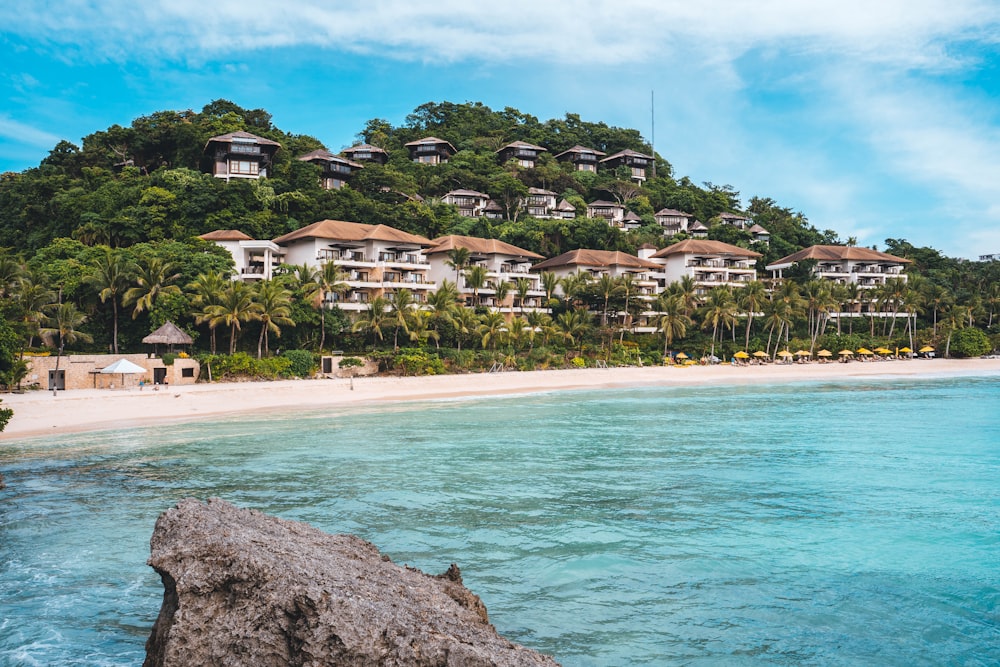 a beach with a large building on top of it