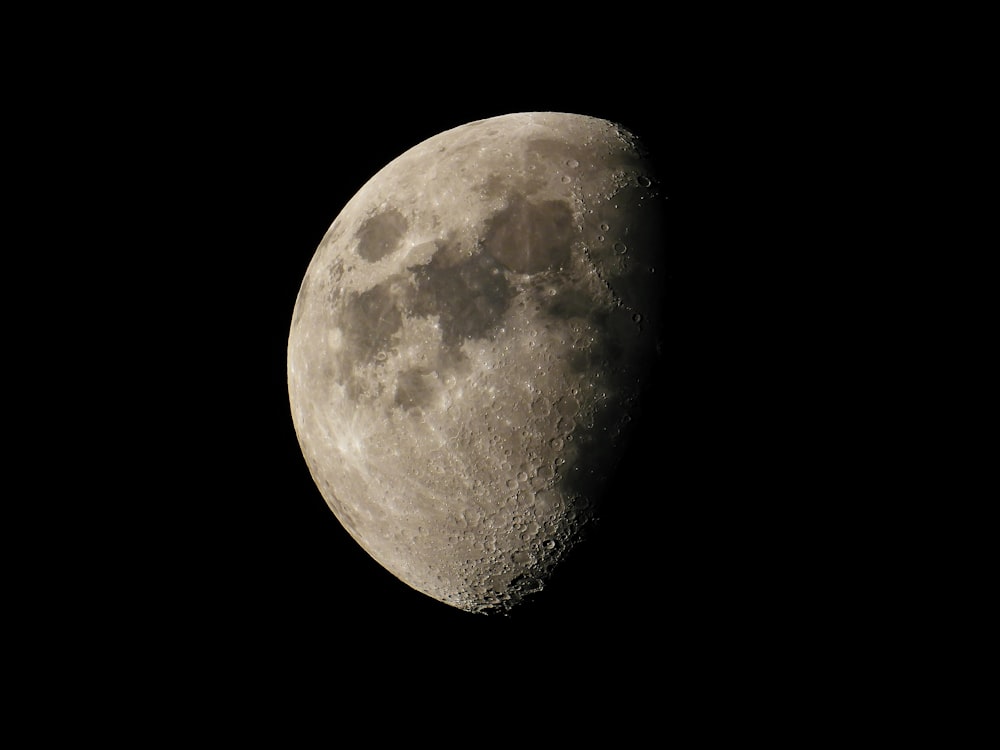 a close up of the moon in the dark sky