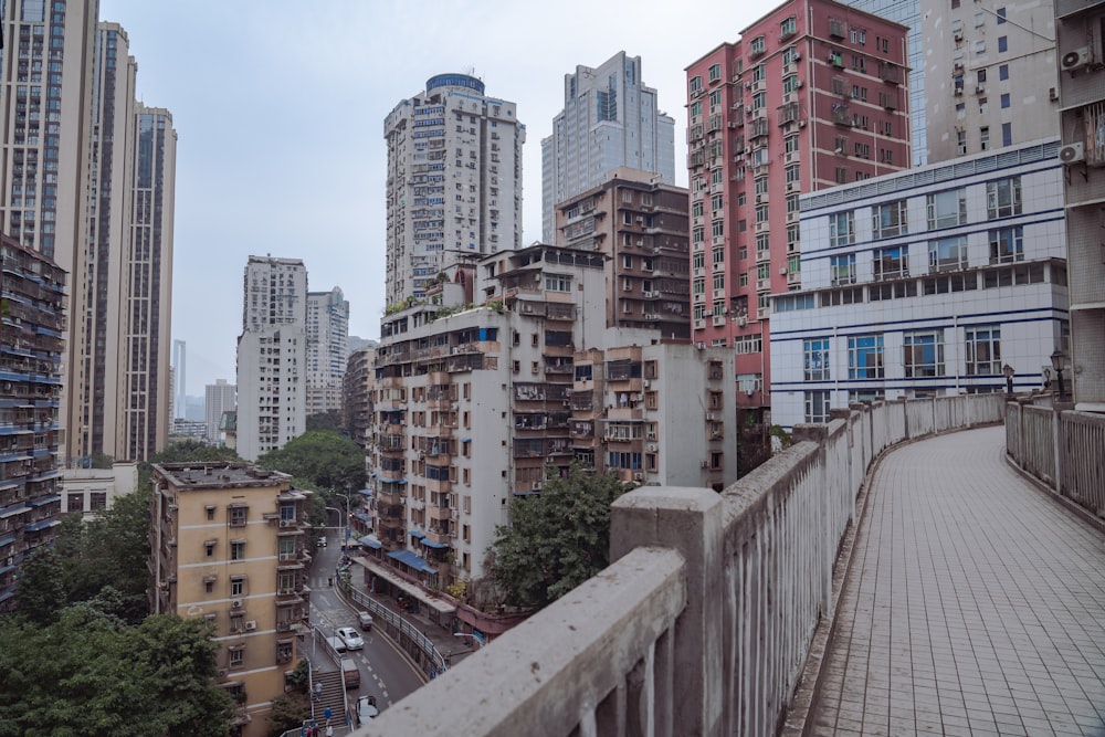 a view of a city from a bridge