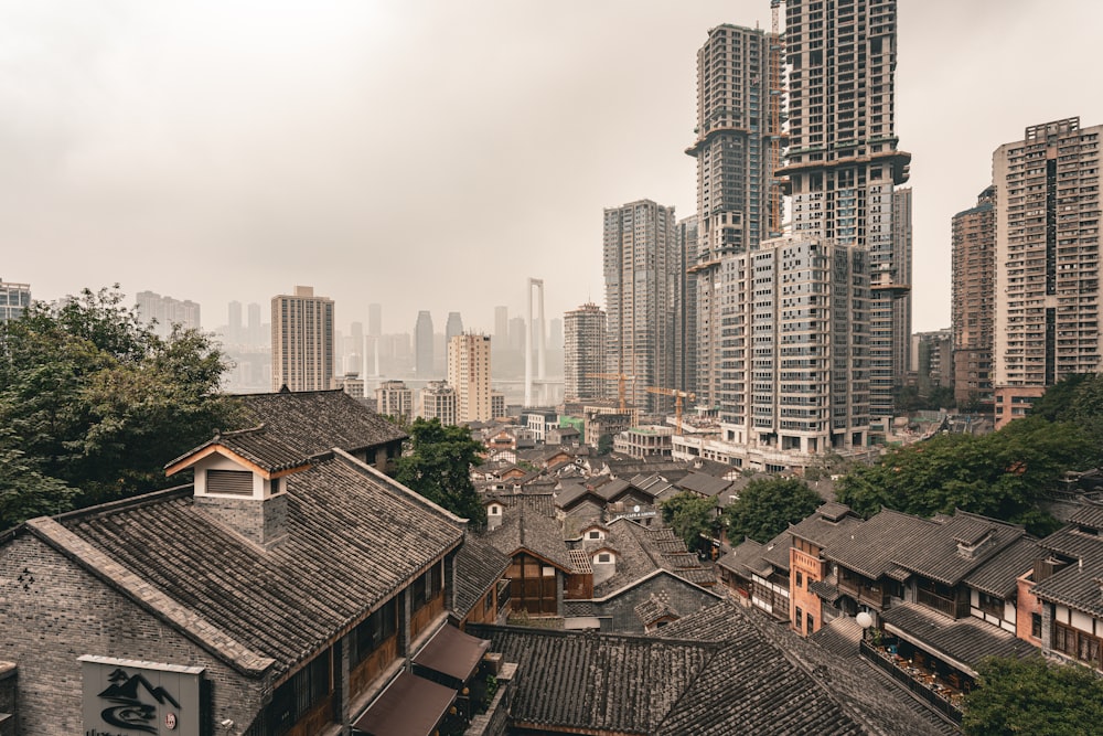 a view of a city with tall buildings