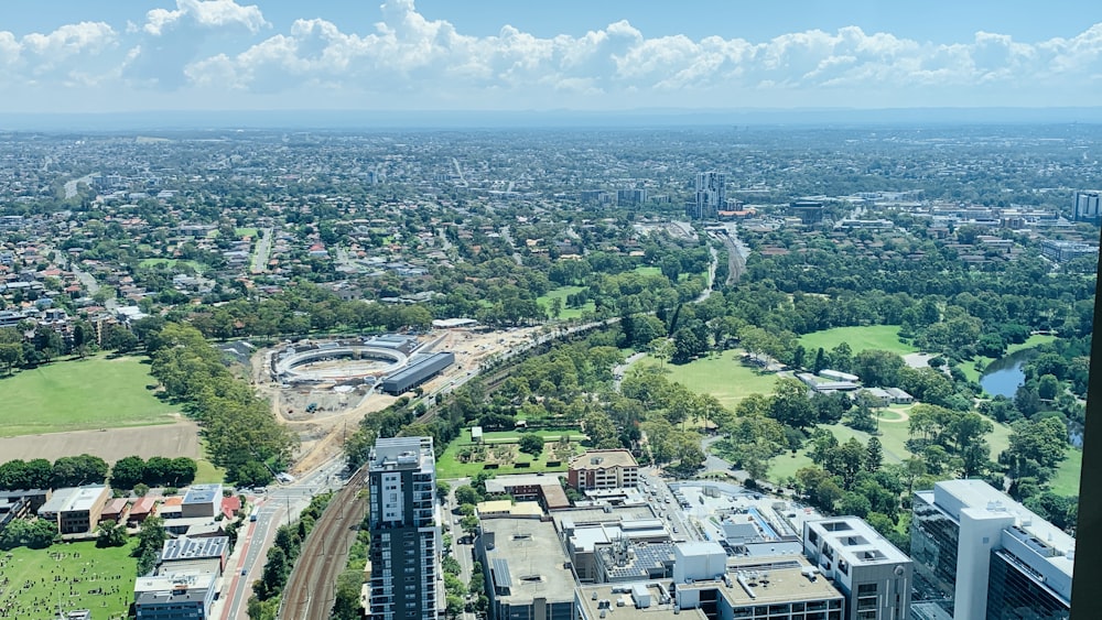 a view of a city from a high rise