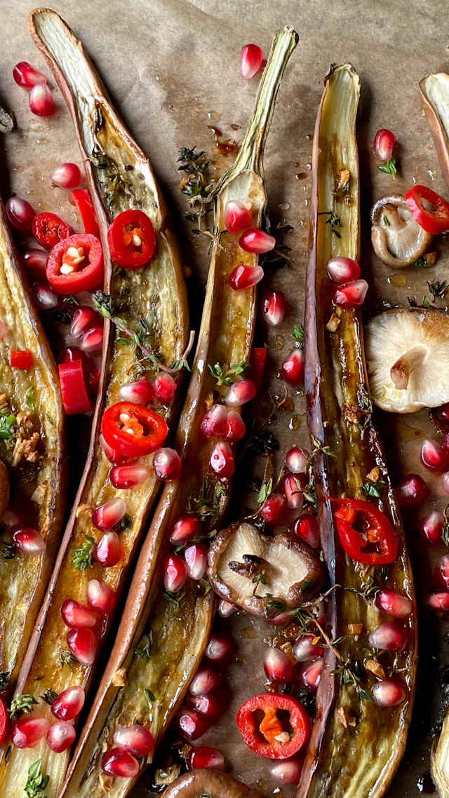 Roasted eggplant.