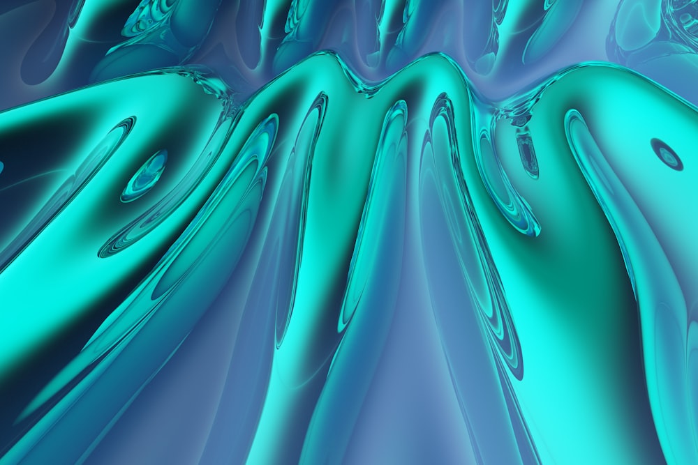 a computer generated image of blue and green liquid