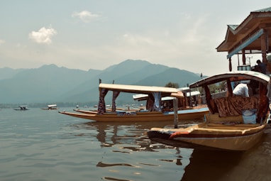 a couple of boats that are sitting in the water