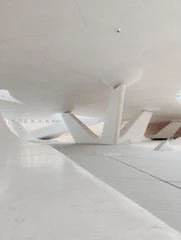 Modern cultural event space with minimalist design and strong lines