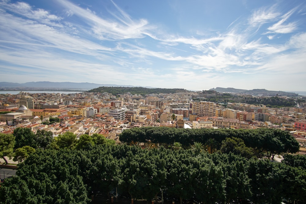 Blick auf eine Stadt von einem Hügel aus