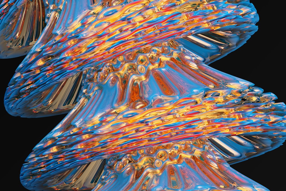 a close up of a glass object with a black background