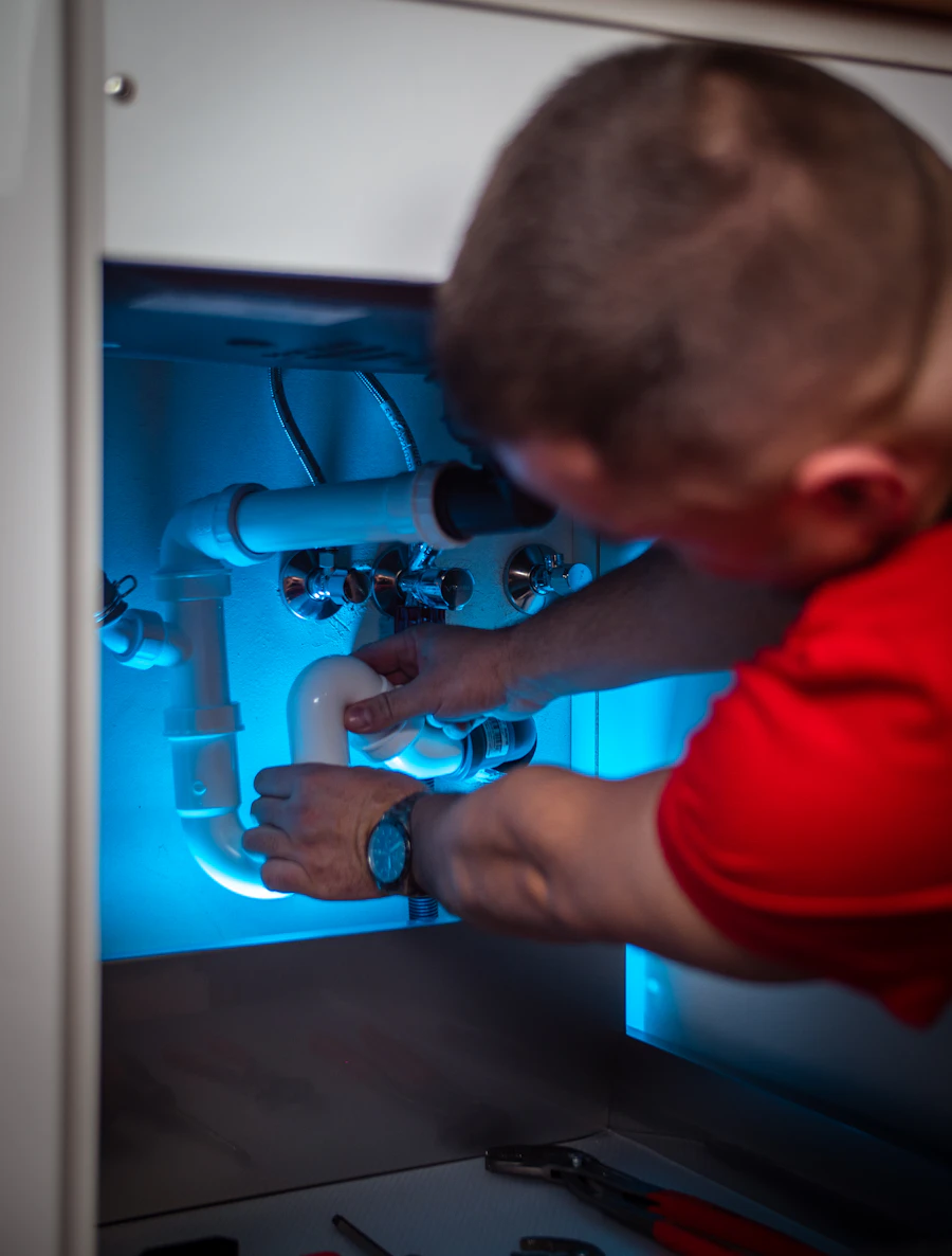Technician repairing RO water purifier