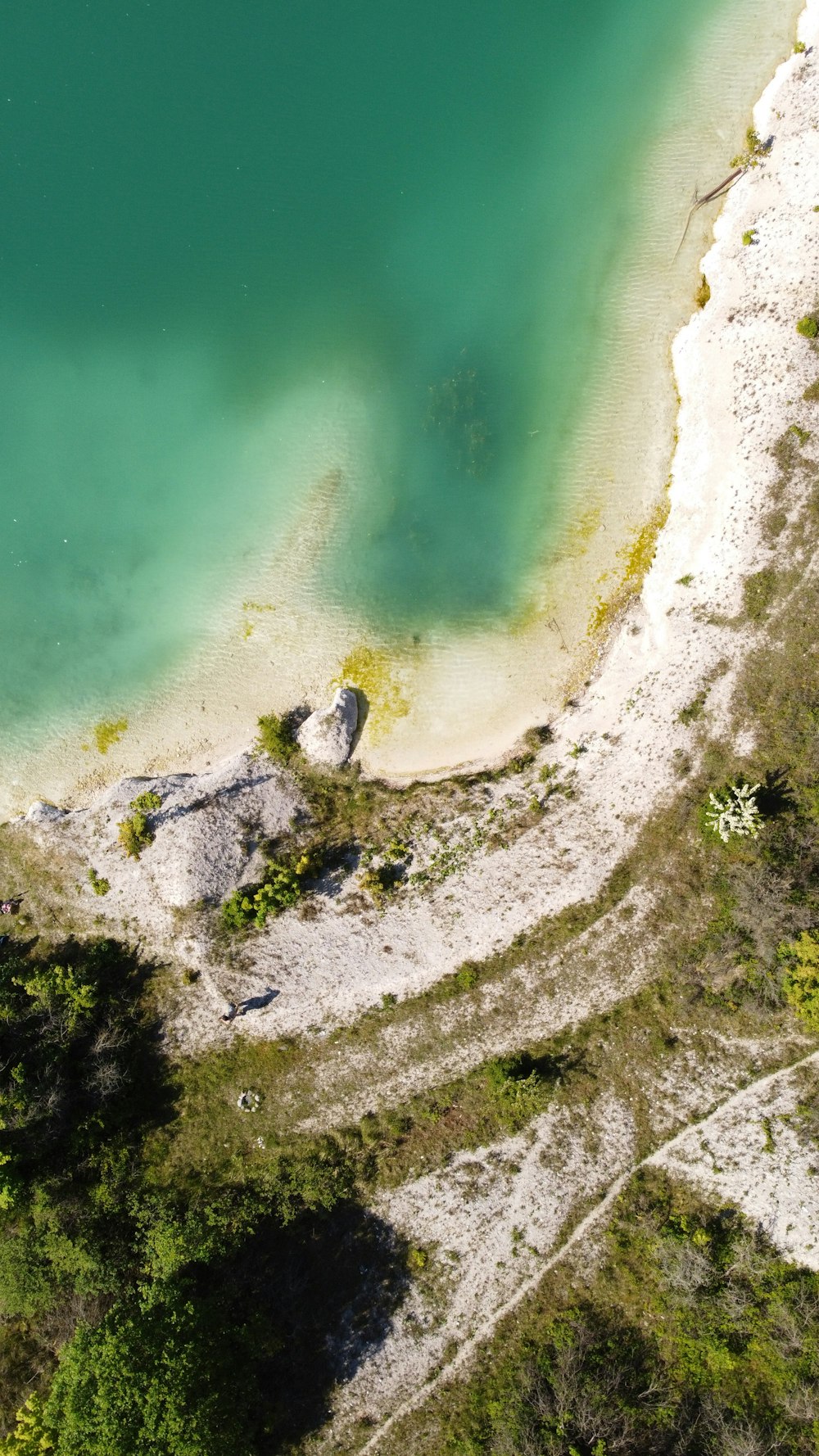 an aerial view of a body of water