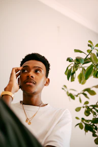 Close-up of a customer service representative engaging in a phone call.