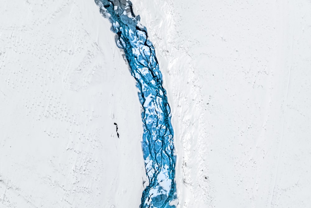 an aerial view of a stream of water