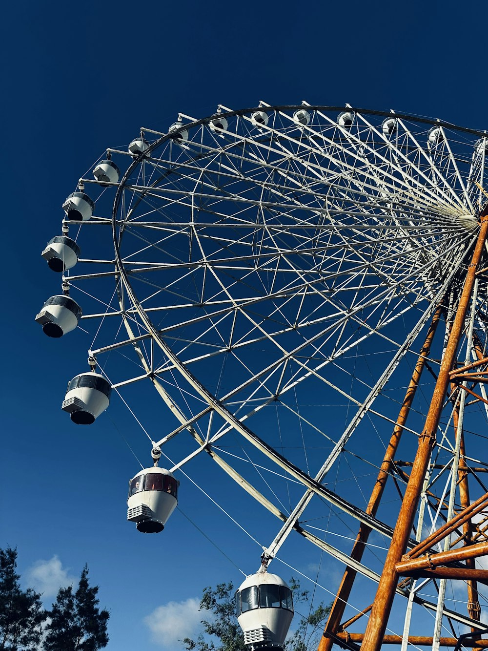 a large ferris wheel sitting next to a forest