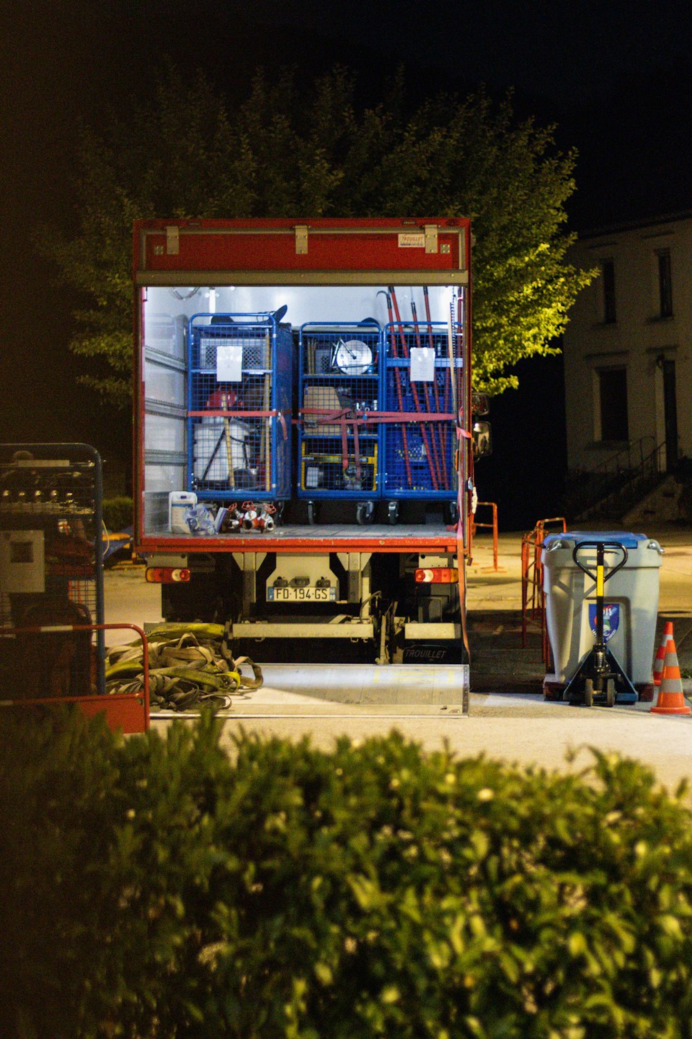 a truck with a large box on the back of it