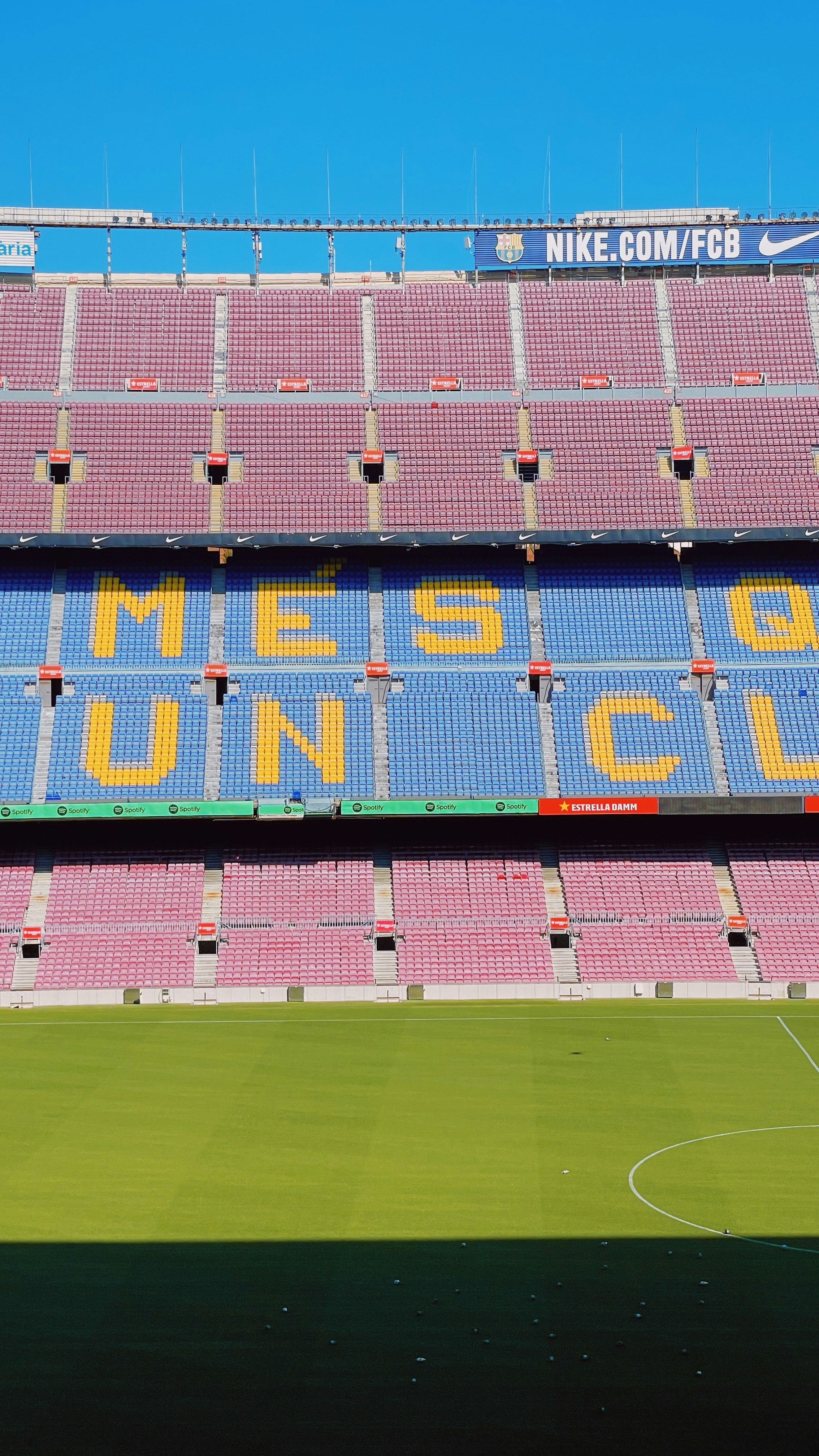 a stadium with a large sign on the side of it