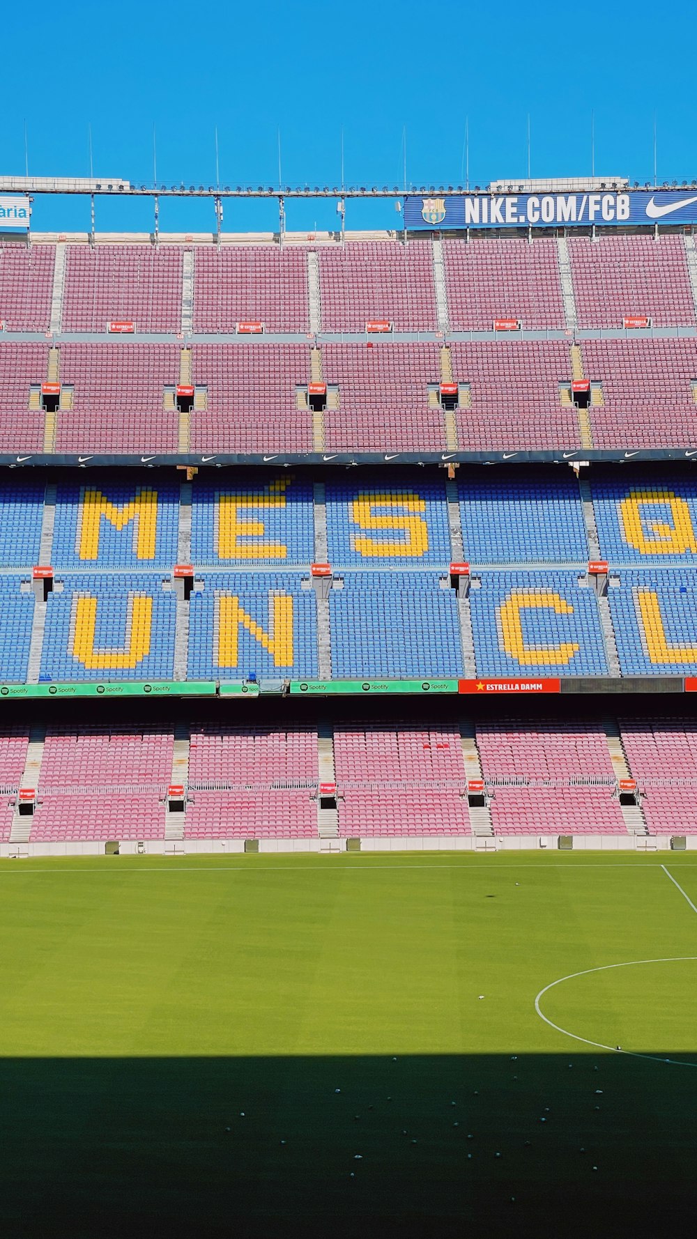 a stadium with a large sign on the side of it