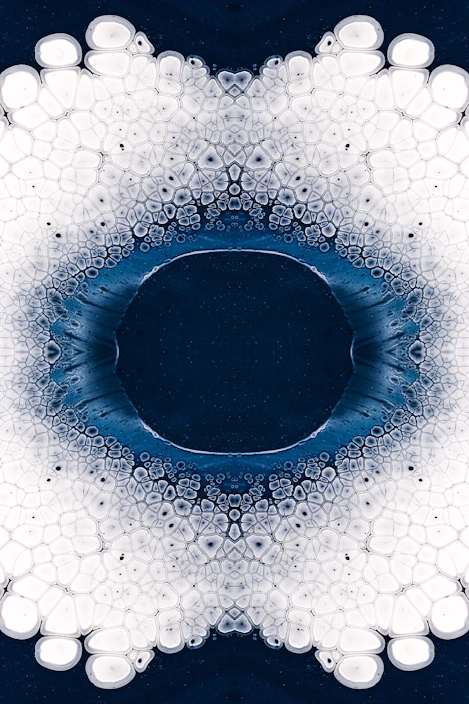 A minimalist poster featuring a mandala design with subtle celestial symbols on a white background.