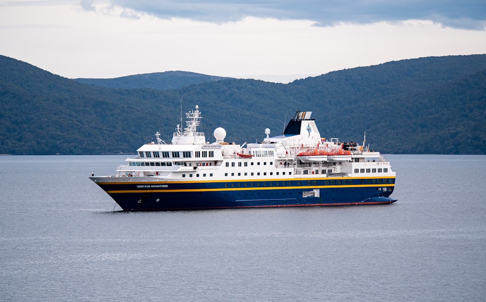 a large cruise ship in a large body of water