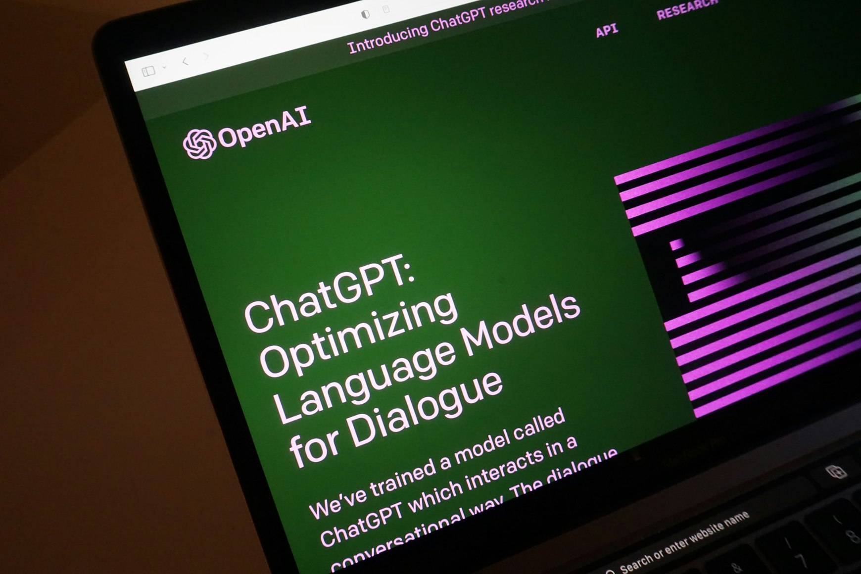 OpenAI's website showing a ChatGPT landing page