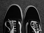 a black and white photo of a pair of shoes