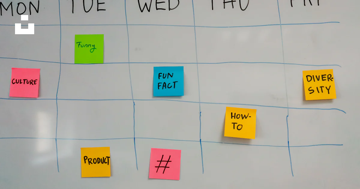 A white board with post it notes on it photo – Free Social media Image ...