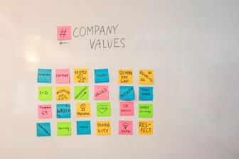 a white board with post it notes on it