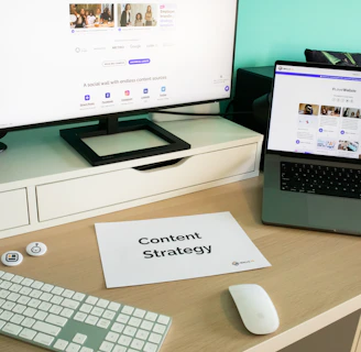 Close-up of elegant content marketing strategy notes on a marble desk