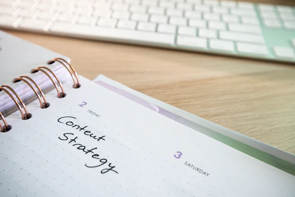 A planner with the words content strategy.