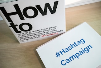 a box of hashtag campaign sitting on a table