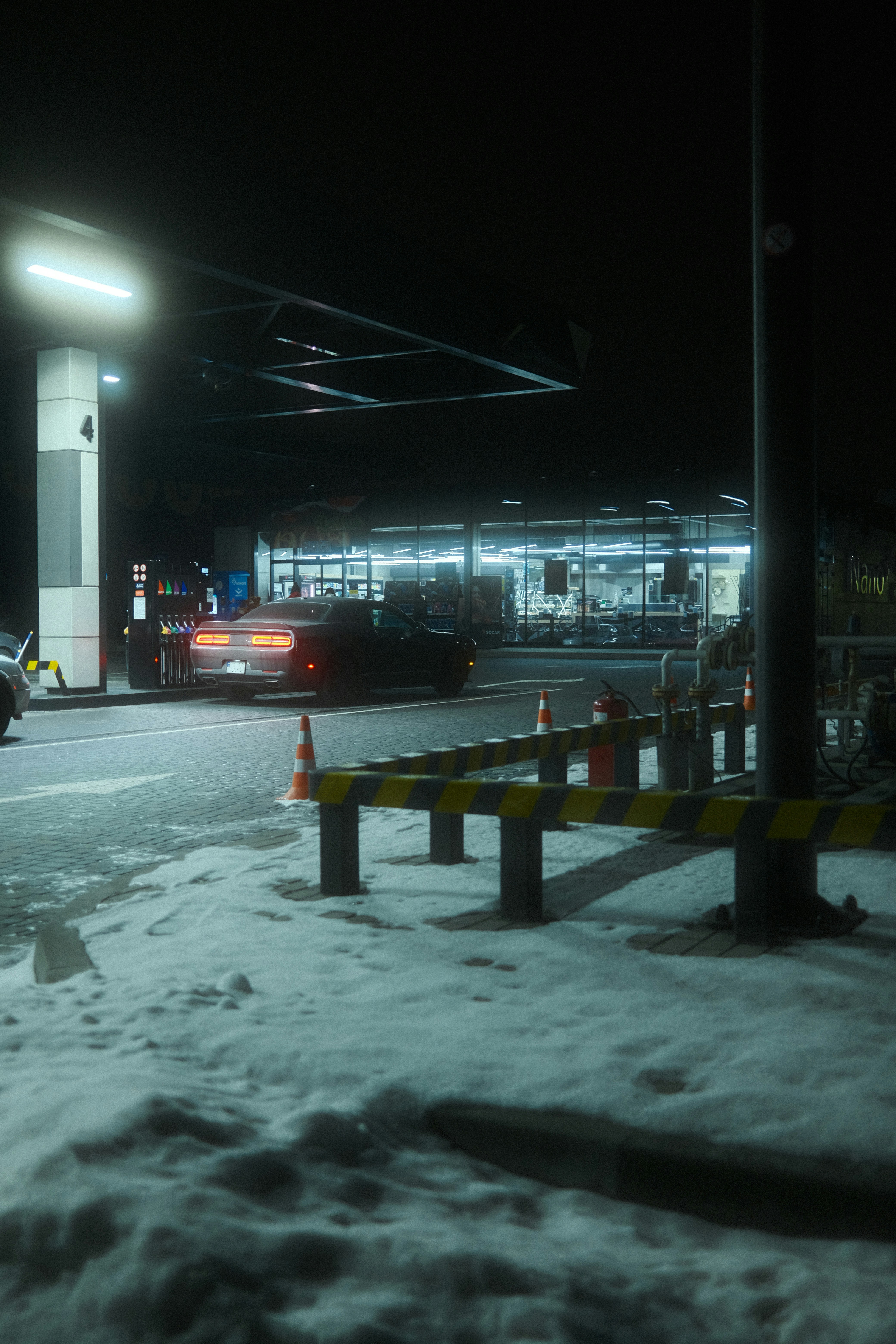 Canadian border security checkpoint with travelers in line