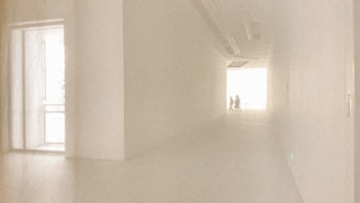 An elegant hallway softly lit by recessed lighting, highlighting minimalist decor.