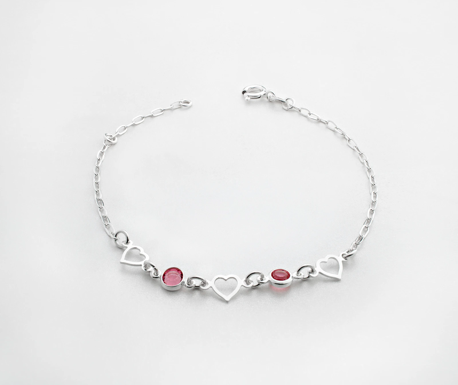 Pulsera Plata con Corazones