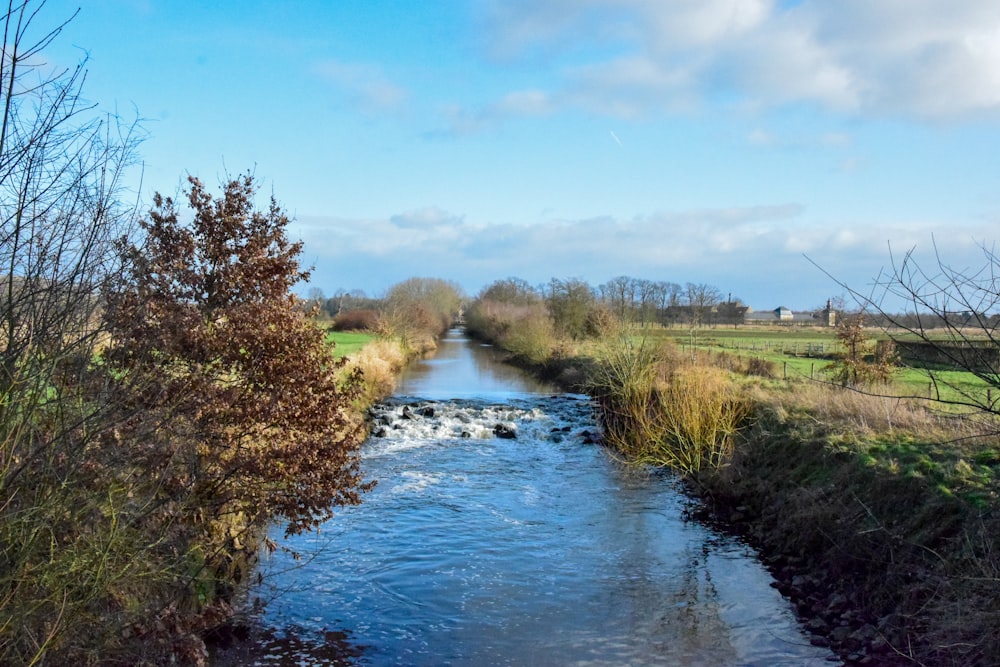 a river running through a lush green countryside