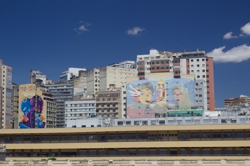 A cityscape highlighting public art installations and murals.