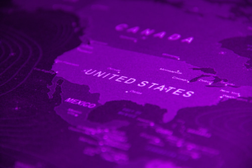 a map of the united states in purple