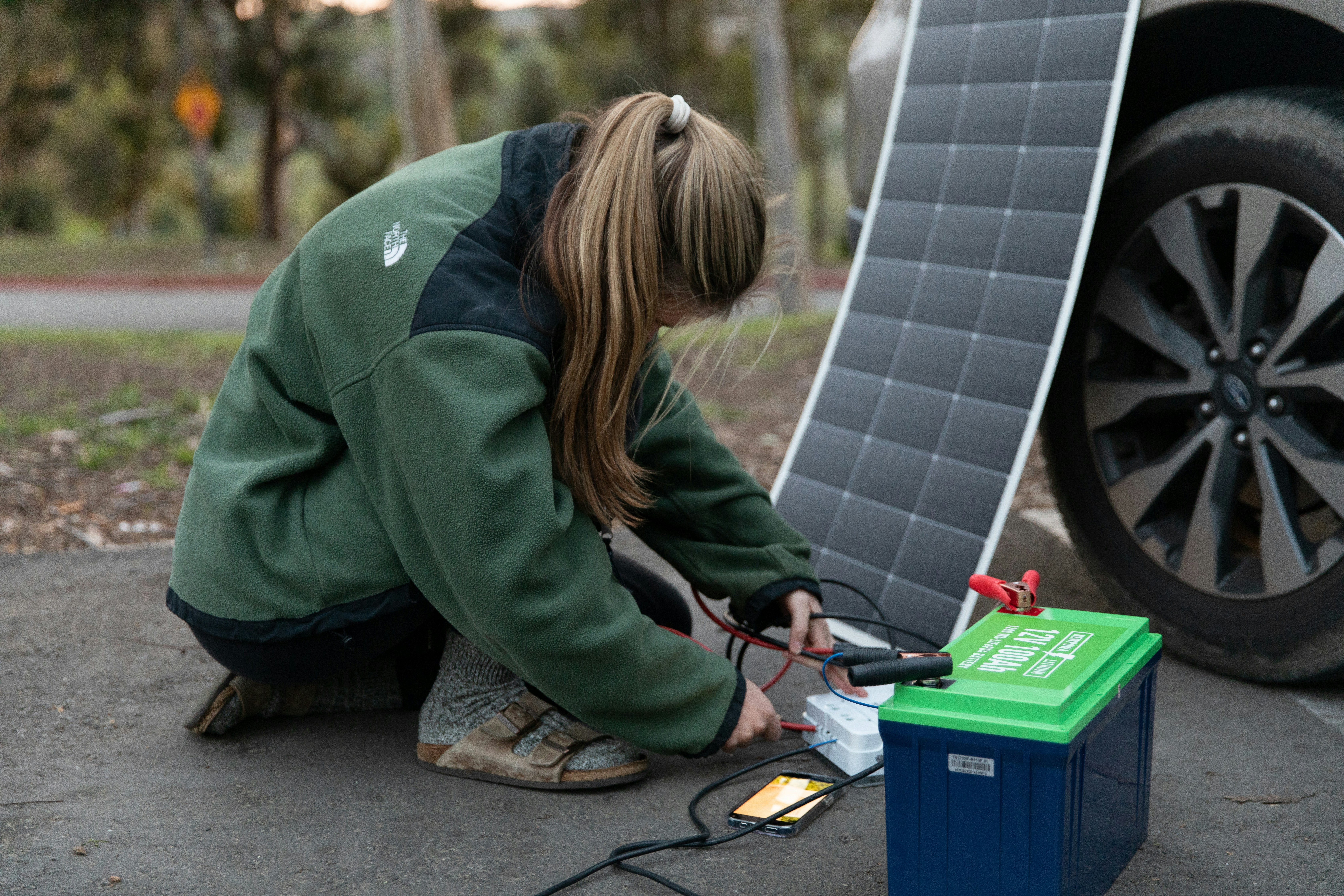 Female solar technician