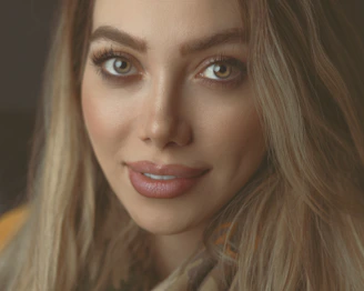 A detailed portrait of a woman with soft, natural lighting.