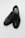 A pair of black leather dress shoes placed against a plain white background. The shoes are elegant with a polished finish and a classic design, featuring laces and a slightly pointed toe. The insole displays a brand logo and name.