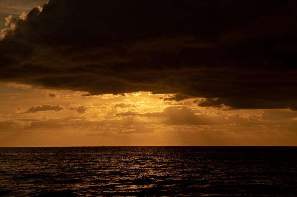 a large body of water under a cloudy sky