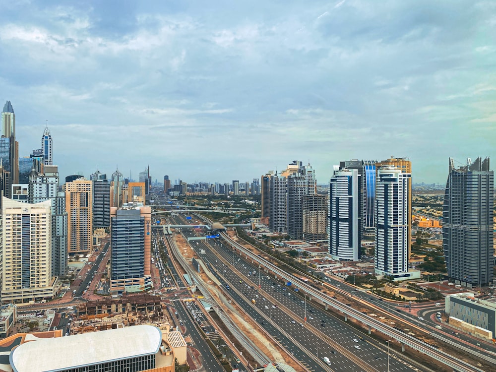 a view of a city from a tall building