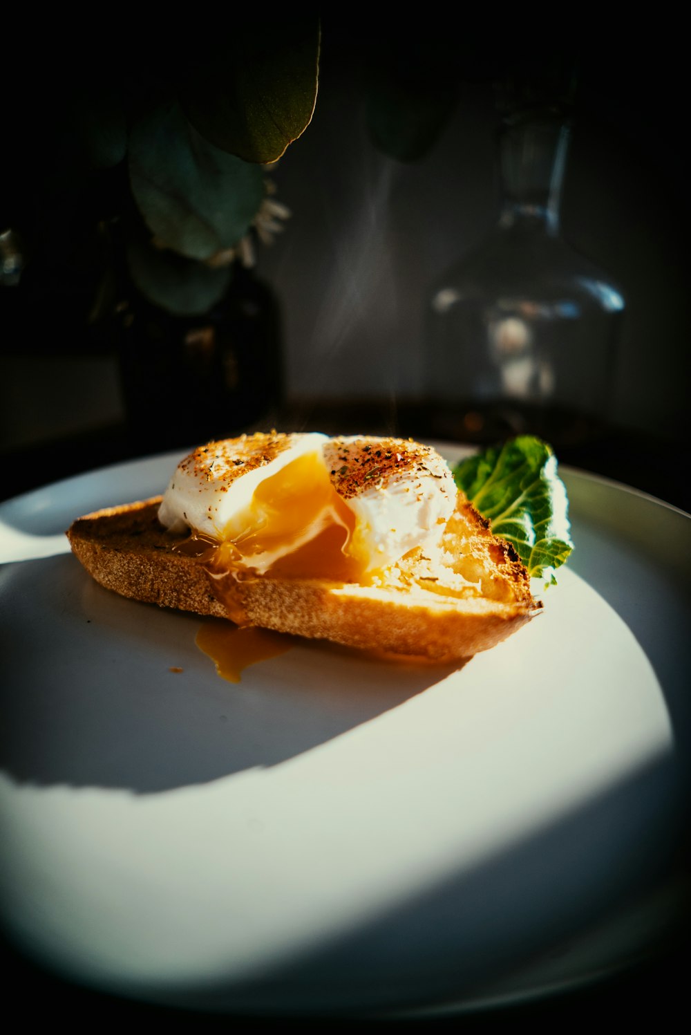 a piece of toast with an egg on top of it