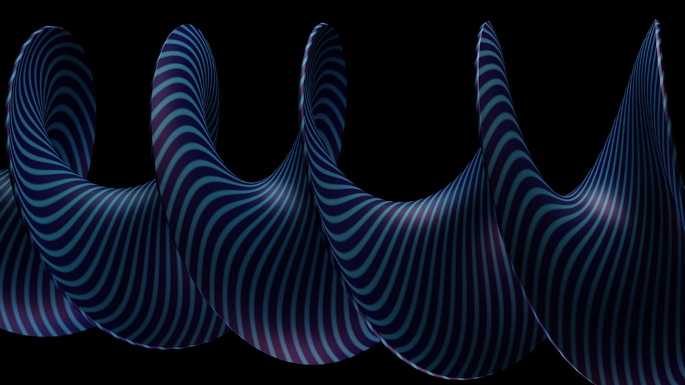 a group of wavy shapes on a black background