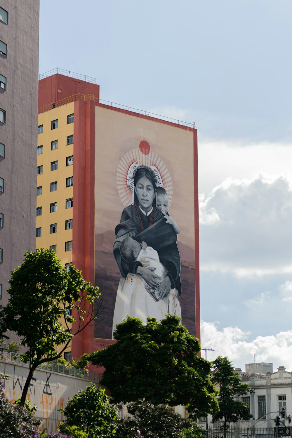 a large mural on the side of a building