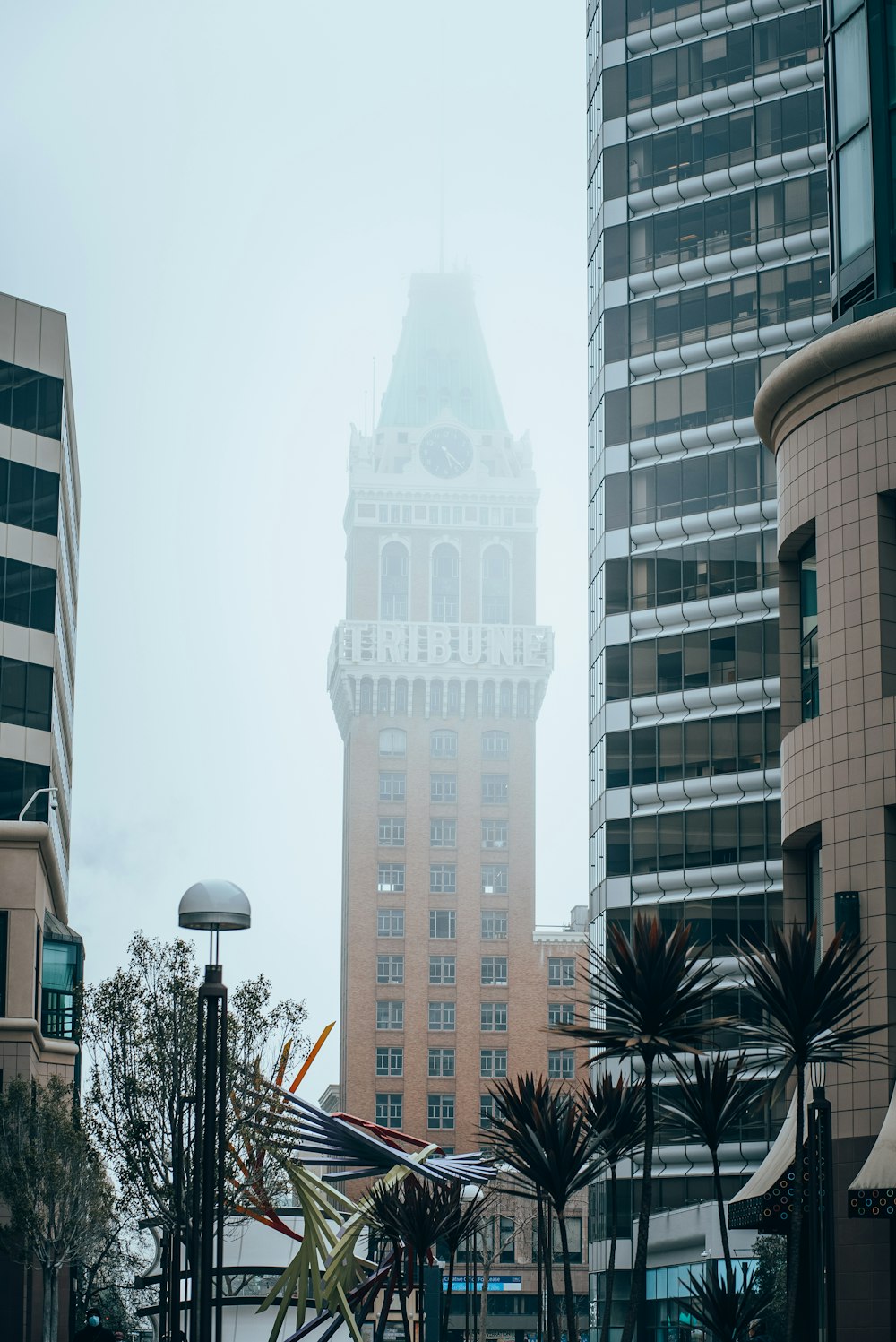 a tall clock tower towering over a city